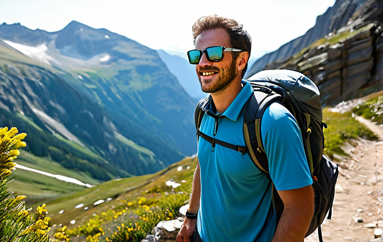 등산용 고글 추천 제품 - Mountain Adventure Gear**

"Close-up shot of high-quality mountain sunglasses displayed on rugged te...