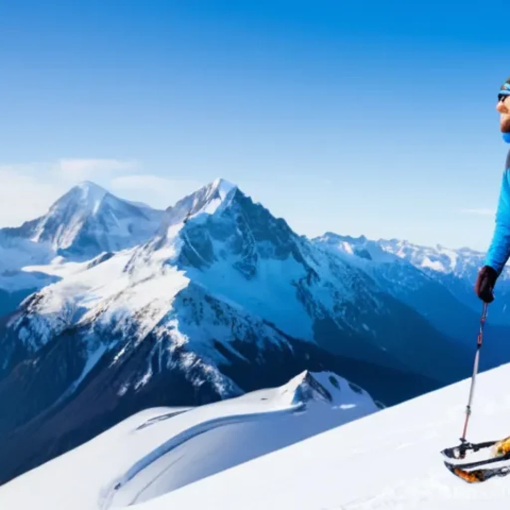 겨울 등산 장비 체크리스트 - **Prompt:** A solo hiker, appearing to be in their late 20s or early 30s, stands confidently on a sn...