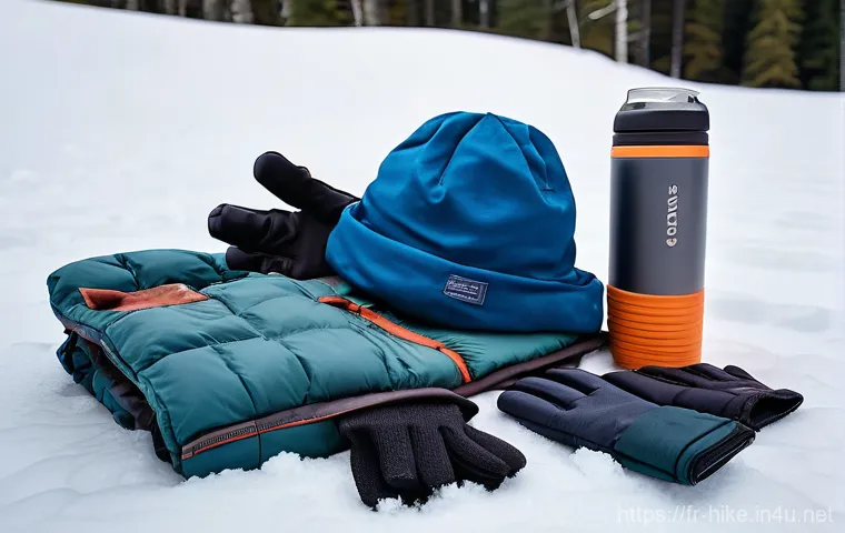 겨울 등산 장비 체크리스트 - **Prompt:** A solo hiker, appearing to be in their late 20s or early 30s, stands confidently on a sn...