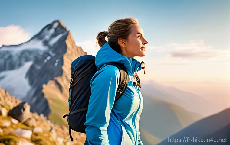 고도 적응 훈련 방법 - **Prompt:** A vibrant, photorealistic image of a young female hiker standing triumphantly on a mount...
