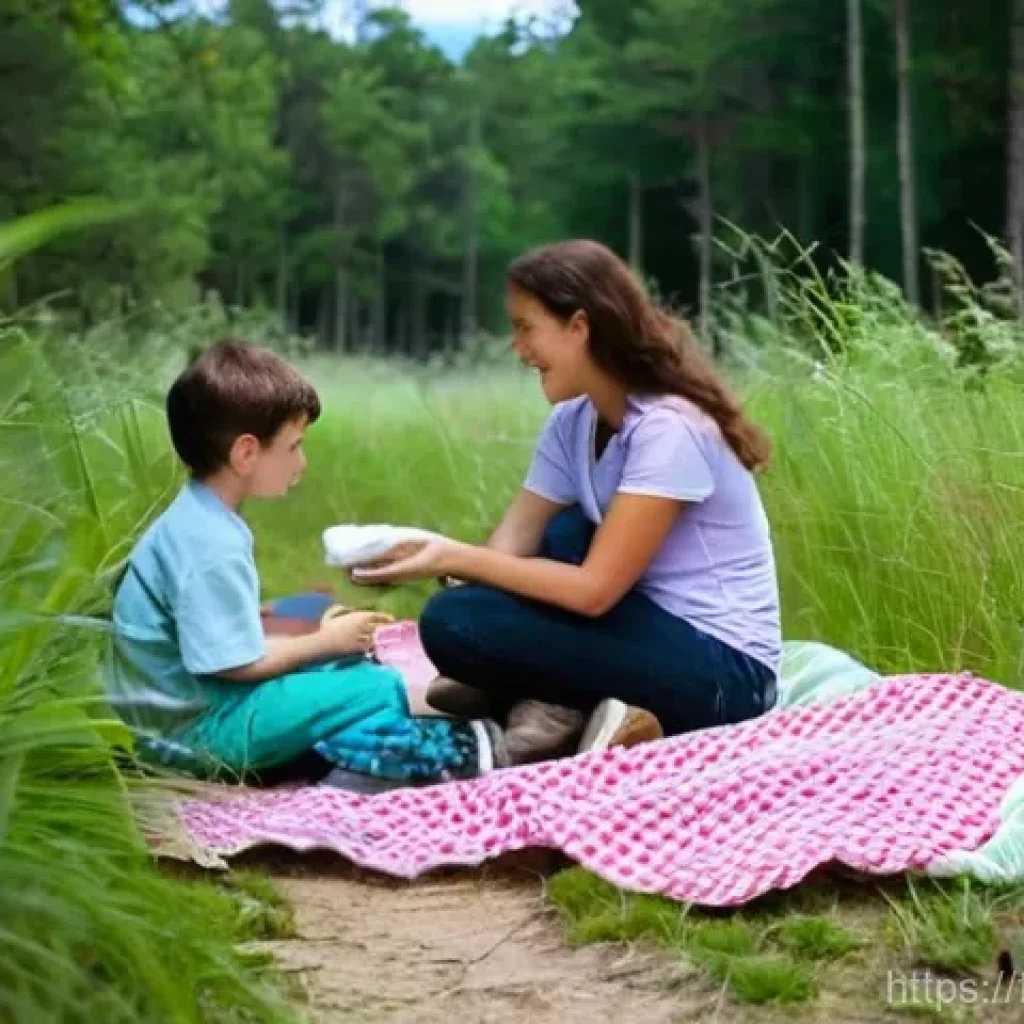 등산 시 벌레 퇴치 스프레이 추천 - **Prompt:** A serene, sun-dappled forest path in the Fontainebleau forest, France. In the foreground...