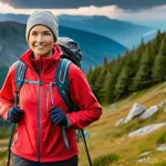 등산 복장 구성 가이드 - **Prompt: A confident adult hiker, wearing durable and practical hiking trousers and a long-sleeved ...