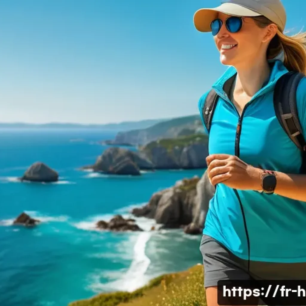 등산모 추천 - **Prompt for Coastal or Sunny Plain Hike:**
    "A female hiker, approximately 30 years old, with a ...